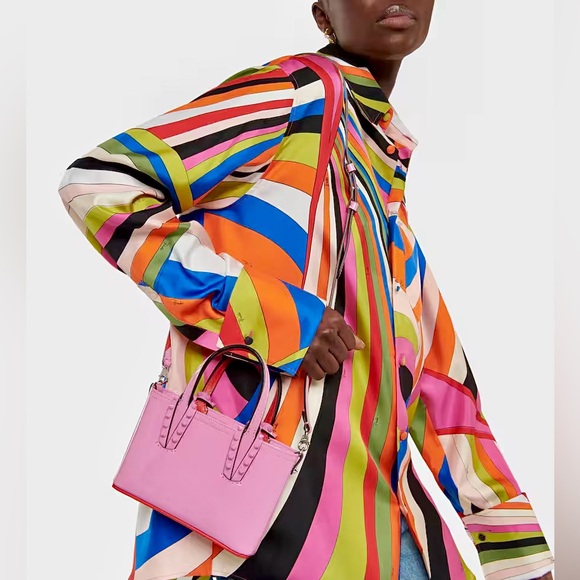 ✨New CHRISTIAN LOUBOUTIN Cabata Nano East West Patent Leather Tote Bag Gummy - Picture 13 of 14